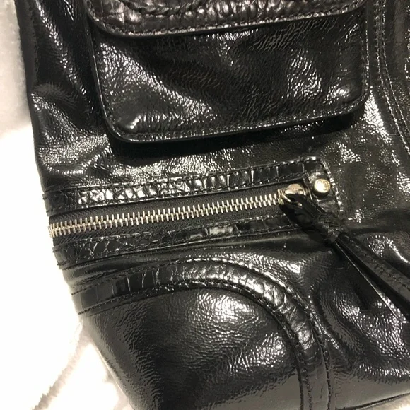 Vintage Brighton Black Patent Leather Shoulder Hand Bag - Picture 5 of 13